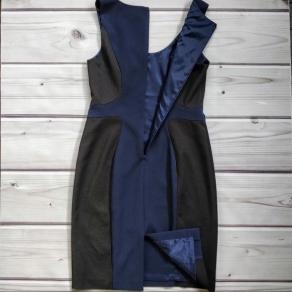 Black Halo Color-block Sleeveless Sheath Mini Dress, size 12 in black & navy - Picture 4 of 8